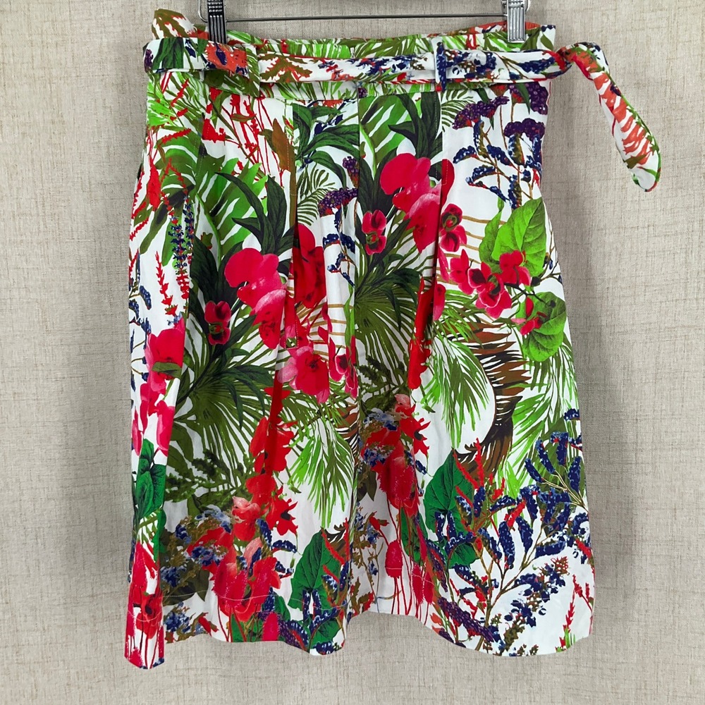 Soft Surroundings Skirt Sz M Tropical Floral A-Line Pockets Resort Travel Retro